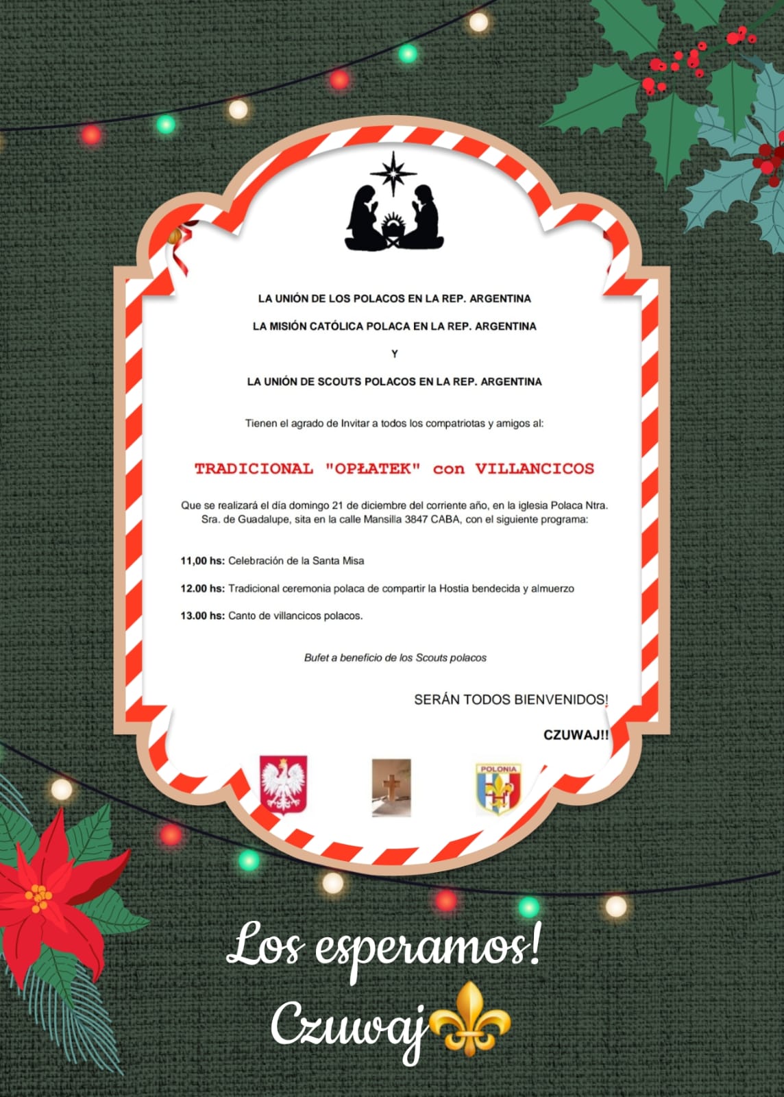 Tradicional opłatek con villancicos